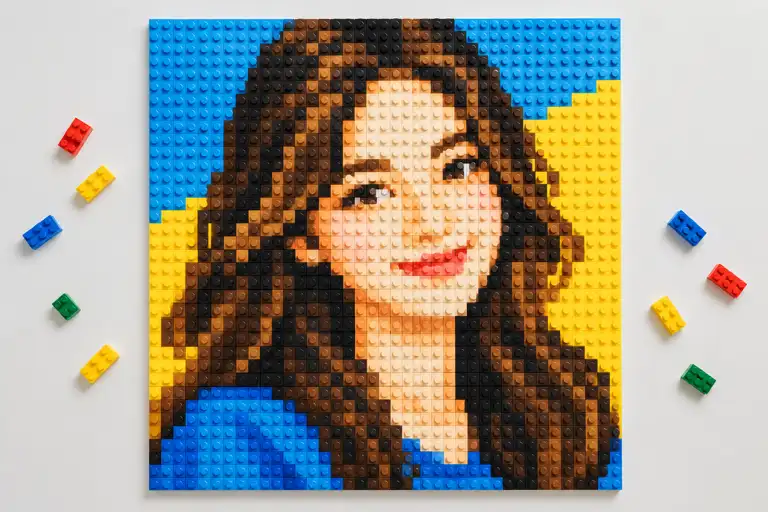 What's the best way to convert a portrait photo into a brick mosaic that still looks like the person?